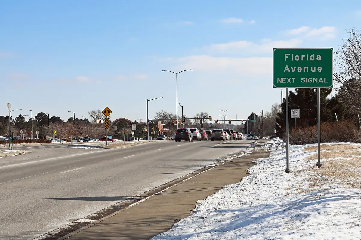 Parker Road near Florida Avenue in Four Square Mile, Colorado