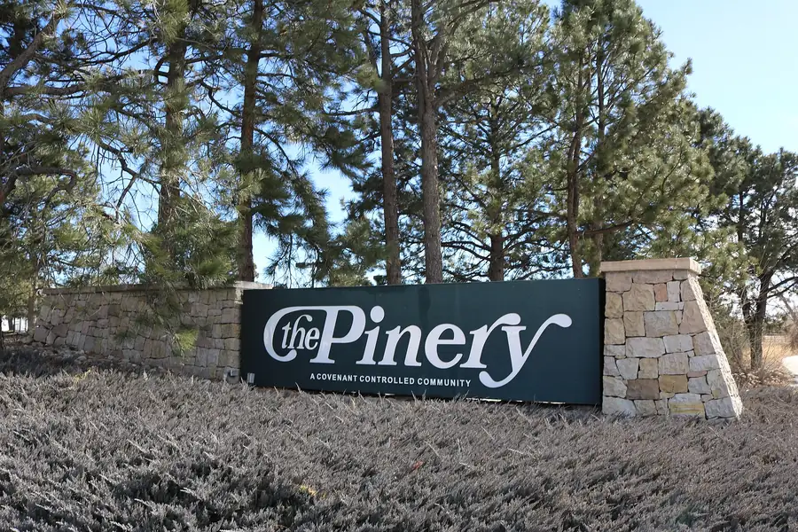 Entrance sign for The Pinery in Douglas County, Colorado